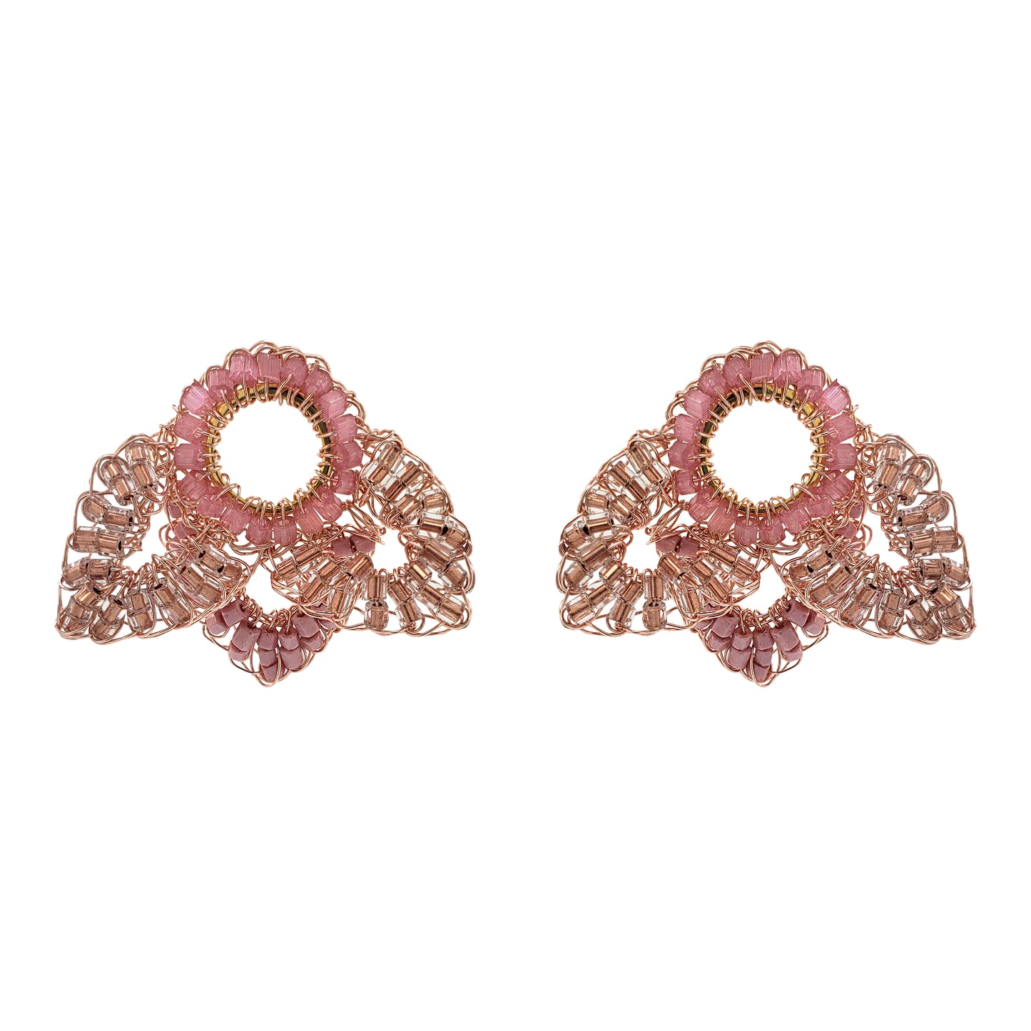 Rose Quartz Mix Mermaid Mini Posts Handmade Crochet Earrings