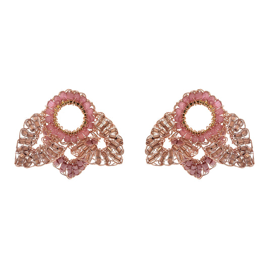 Rose Quartz Mix Mermaid Mini Posts Handmade Crochet Earrings