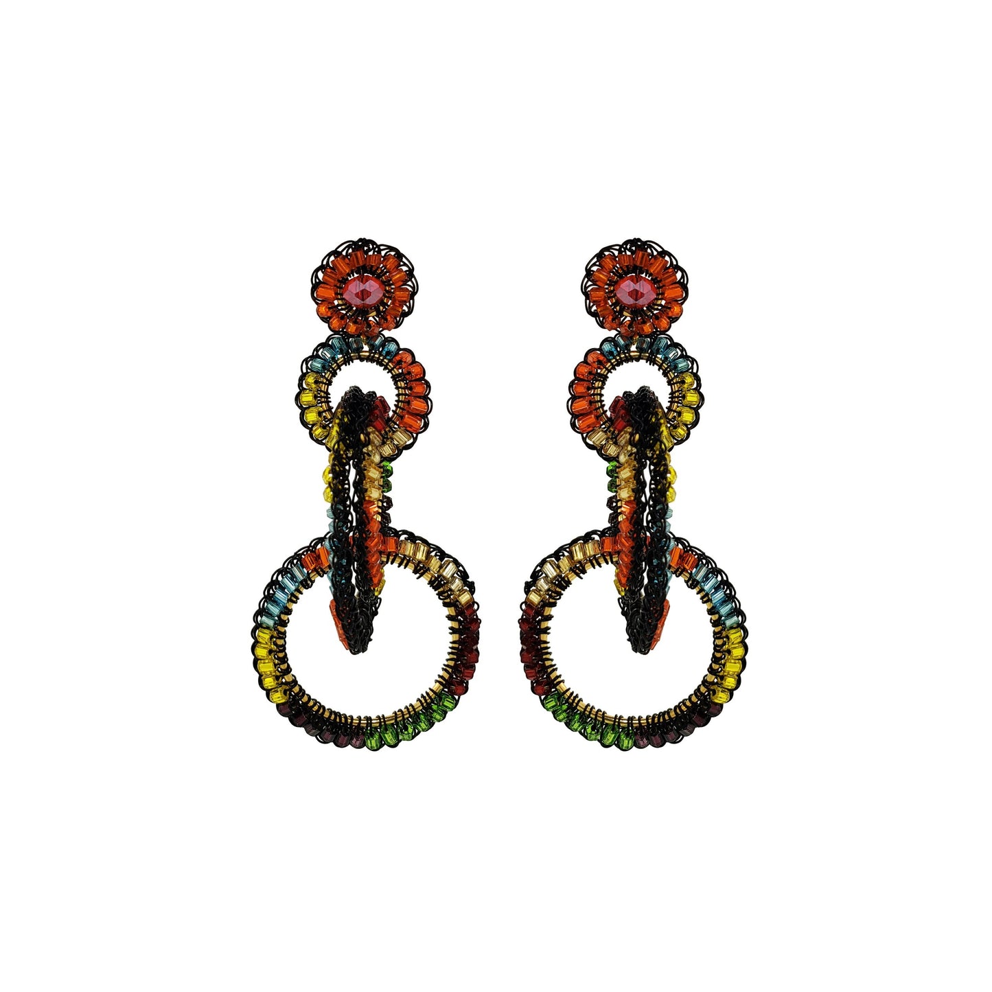 Multi & Black Grace Handmade Crochet Earrings