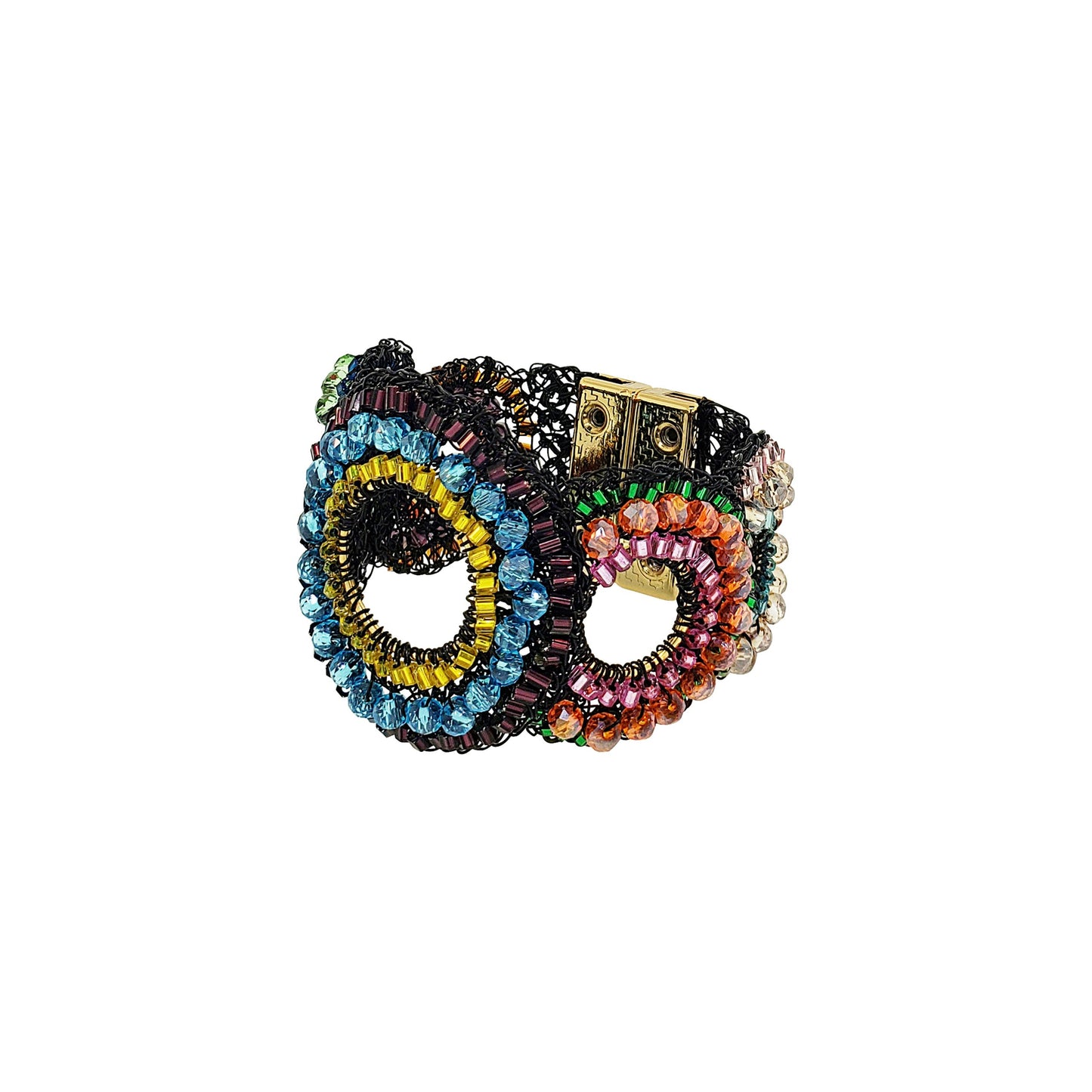 Multi & Black Gush Handmade Crochet Bracelet