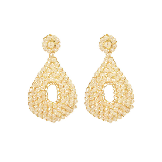 Clear & Gold Diana Maxi Handmade Crochet Earrings
