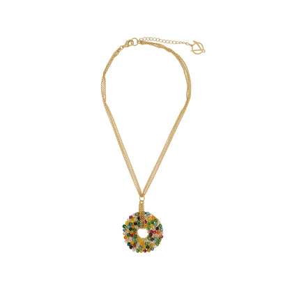 Multicolor & Gold Snowdrop Handmade Chochet Necklace