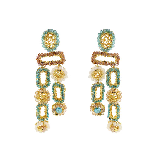 Seafoam Blue Mix Tyche Handmade Crochet Earrings