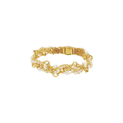 Pearl & Gold Hera Handmade Crochet Bracelet