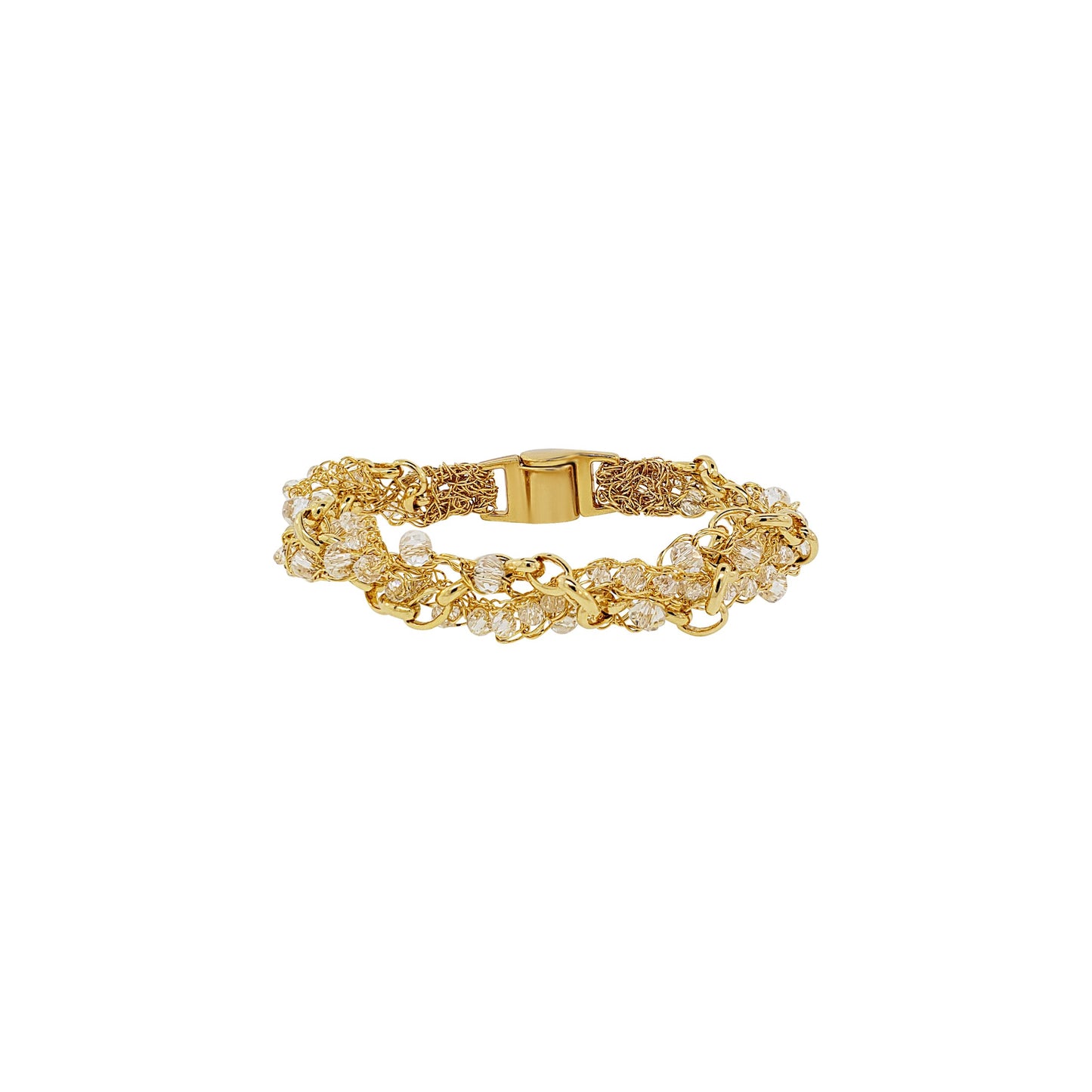 Clear & Gold Hera Handmade Crochet Bracelet