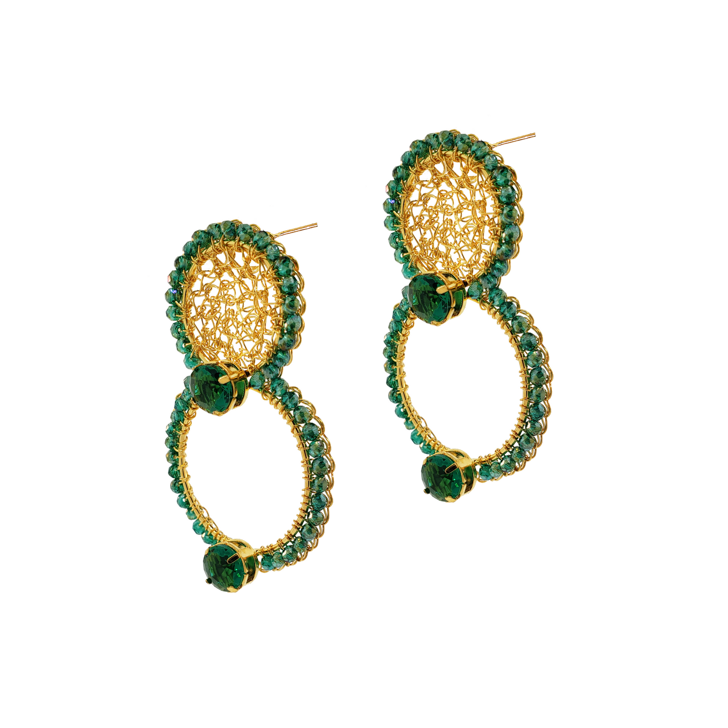 Emerald Prisma Handmade Crochet Earrings
