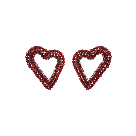 Cherry Red Amour Open Posts Handmade Crochet Earrings