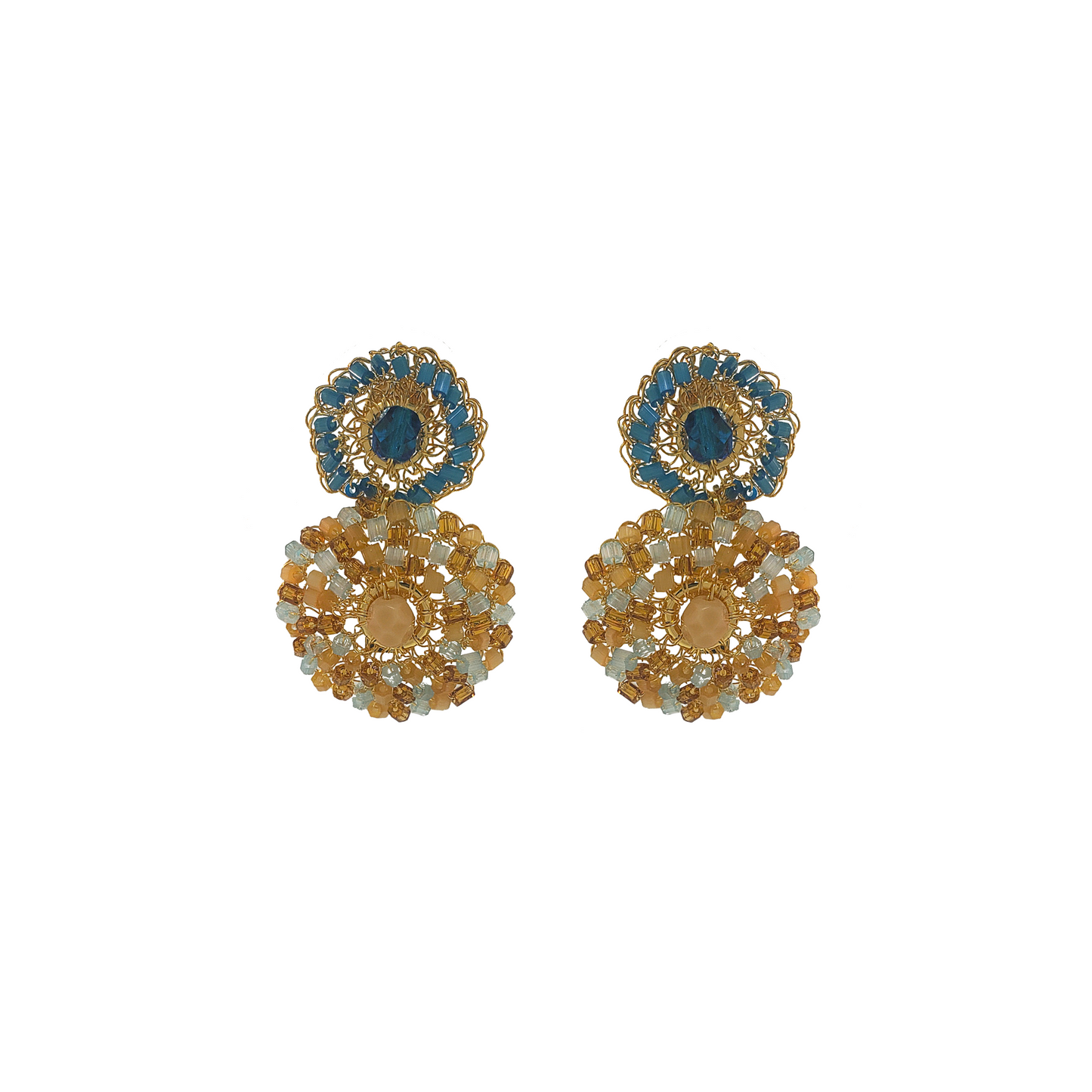 Cute Pastel Small Double Mandala Handmade Crochet Earring