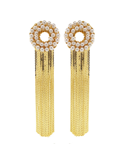 Pearl & Gold Sadie Handmade Crochet Earrings