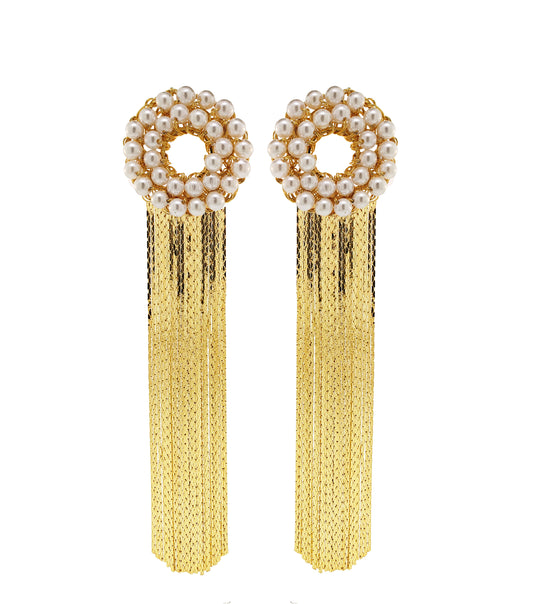 Pearl & Gold Sadie Handmade Crochet Earrings