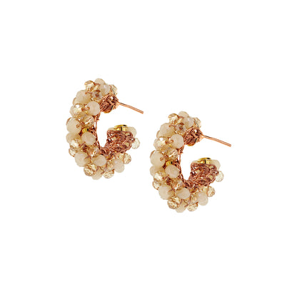 Butter Yellow Mix Dandelion Hoops Handmade Crochet Earrings