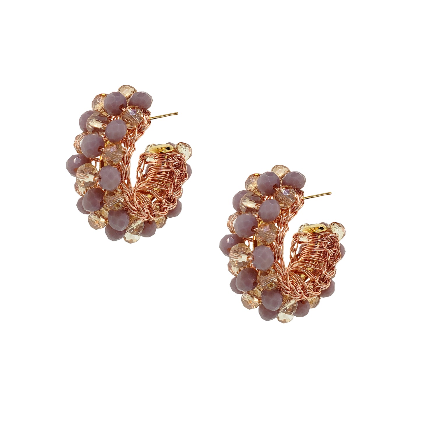 Breeze Lavender Mix Dandelion Hoops Handmade Earrings