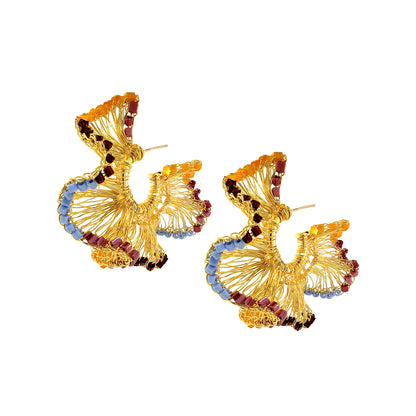 Sunrise Mix Rio Hoops Handmade Crochet Earrings