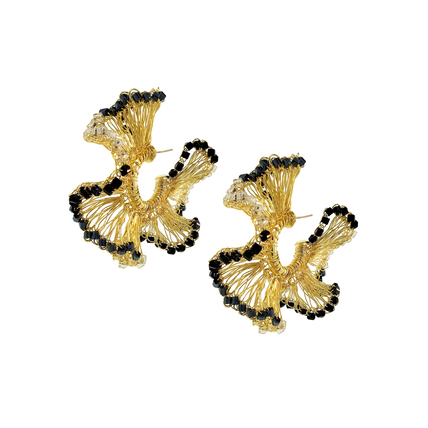 Black Mix Rio Hoops Handmade Crochet Earrings