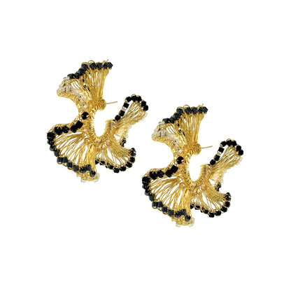 Black Mix Rio Hoops Handmade Crochet Earrings