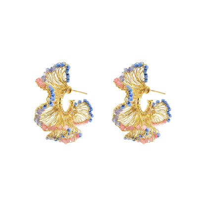 Soft Pink and Blue Mix Rio Hoops Handmade Crochet Earrings