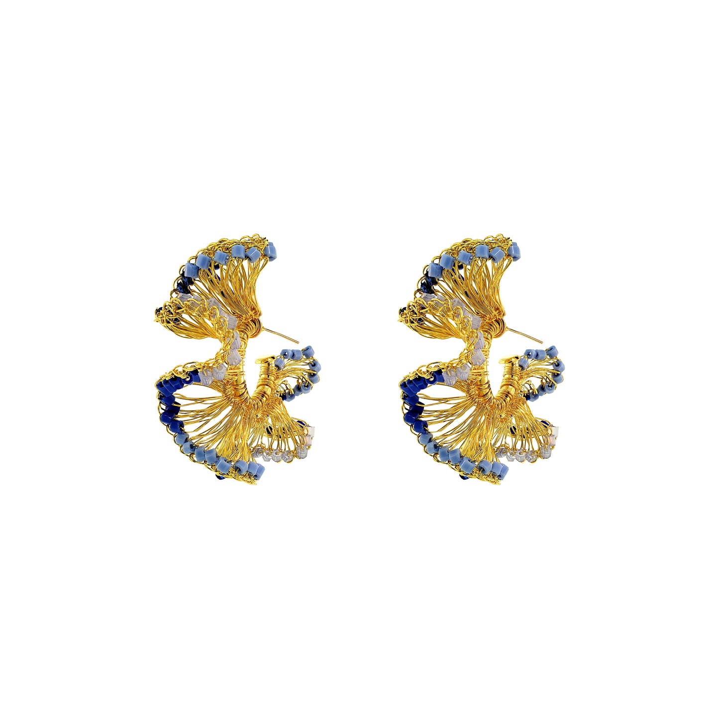 Sky Blue Mix Rio Hoops Handmade Crochet Earrings