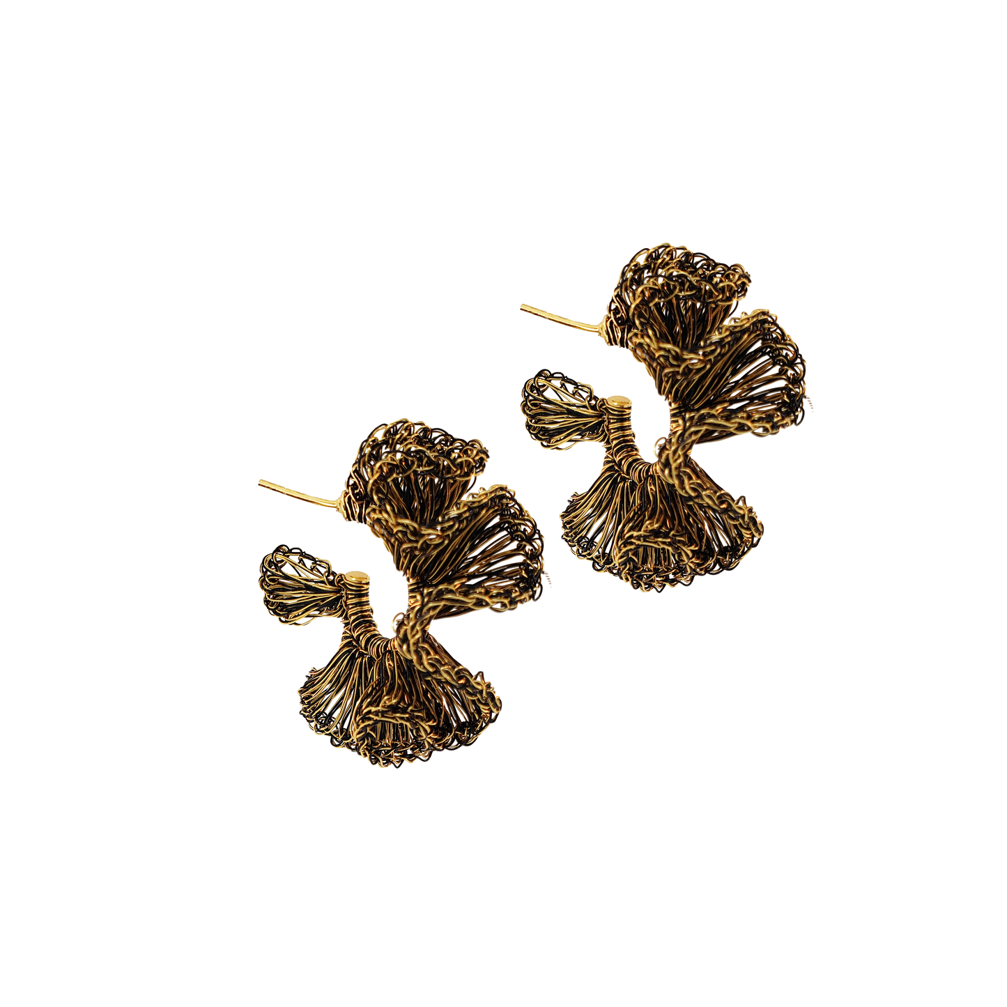 Black & Gold Rio Hoops Handmade Crochet Earrings