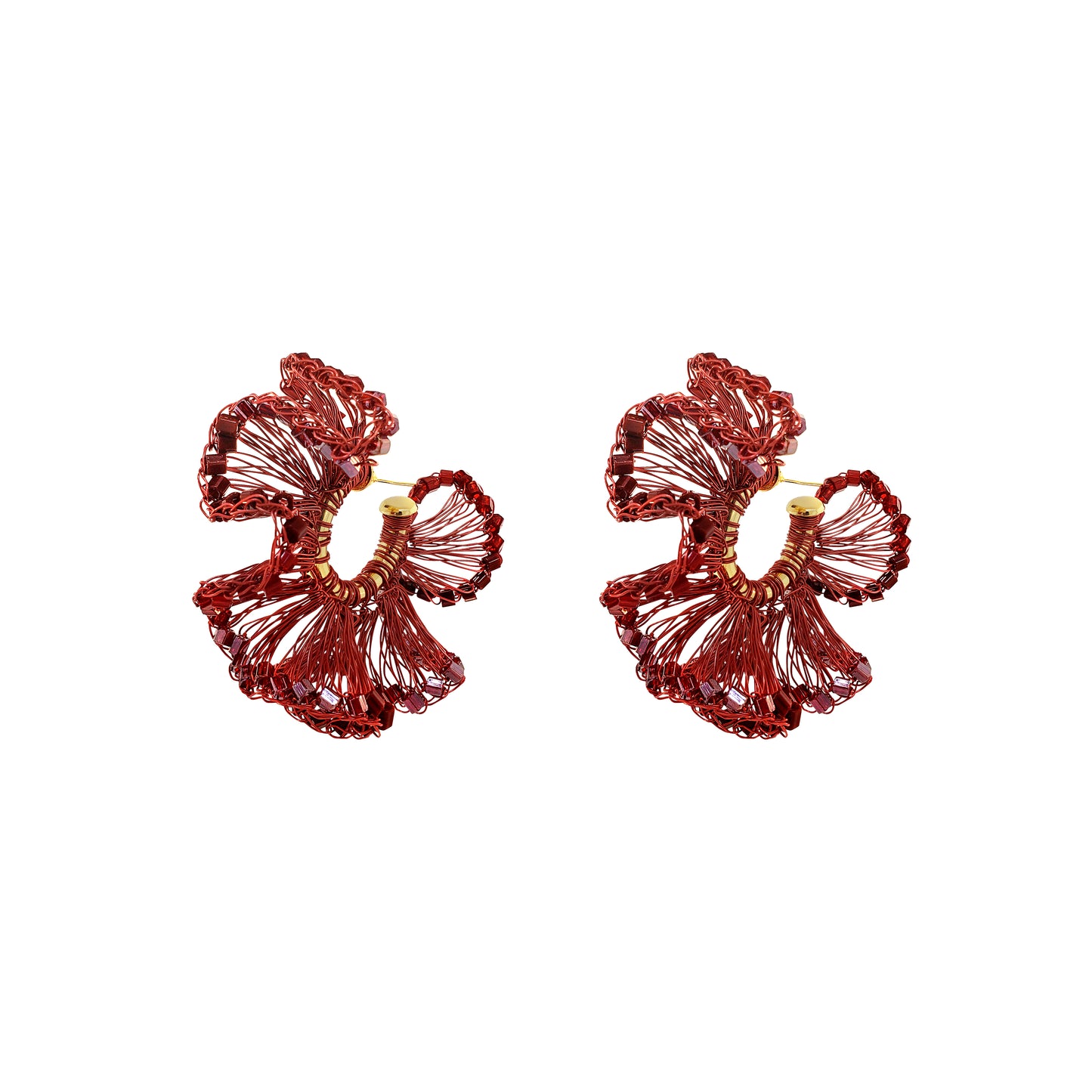 Burgundy Mix Rio Hoops Handmade Crochet Earrings