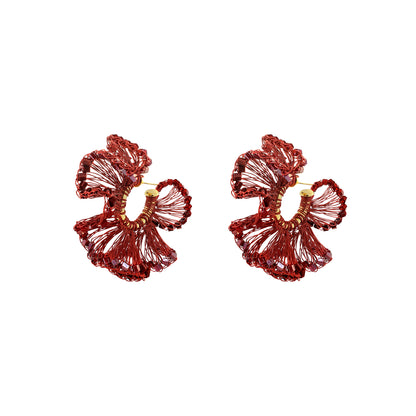 Burgundy Mix Rio Hoops Handmade Crochet Earrings