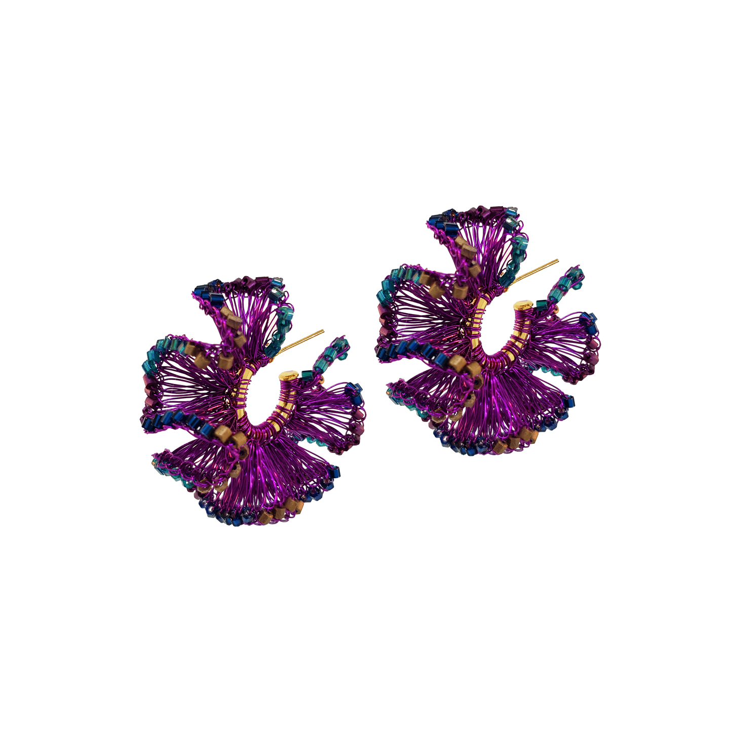 Purple Mix Rio Hoops Handmade Crochet Earrings