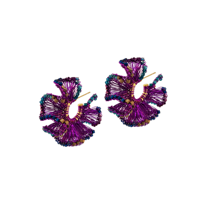 Purple Mix Rio Hoops Handmade Crochet Earrings