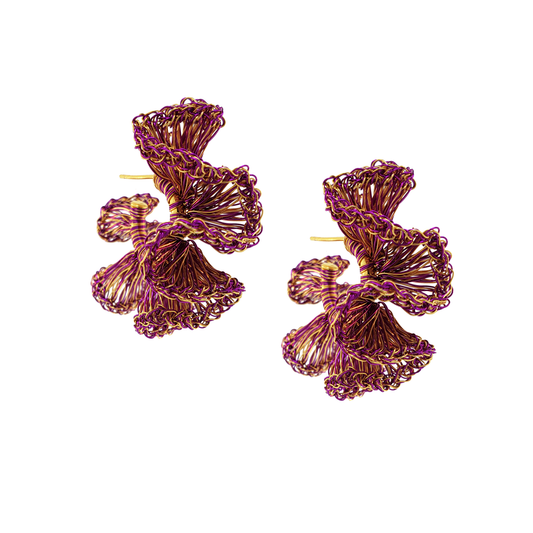 Purple & Gold Rio Hoops Handmade Crochet Earrings