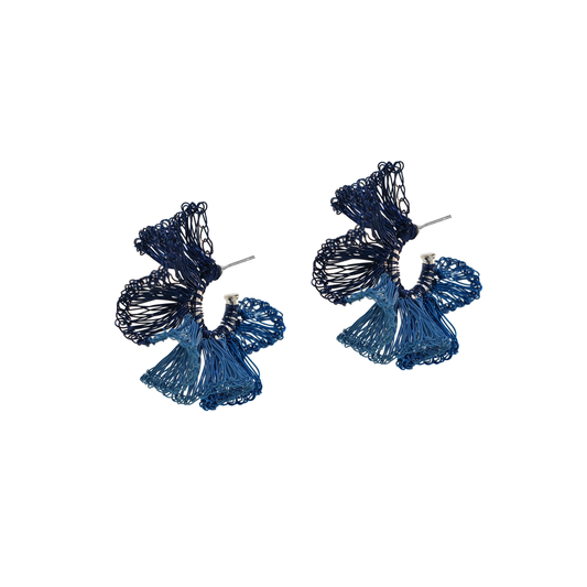 Blue Mix Rio Hoops Handmade Crochet Earrings
