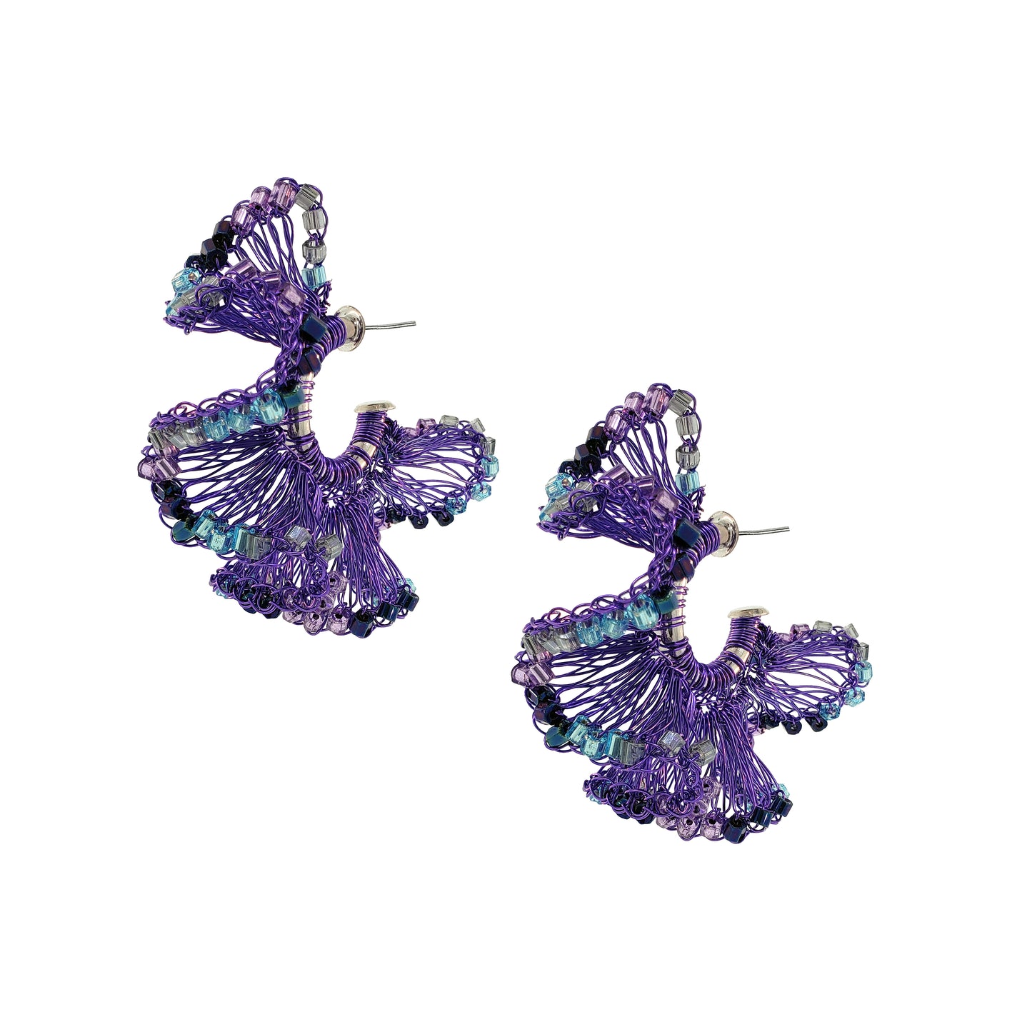 Neon Purple Mix Rio Hoops Handmade Crochet Earrings