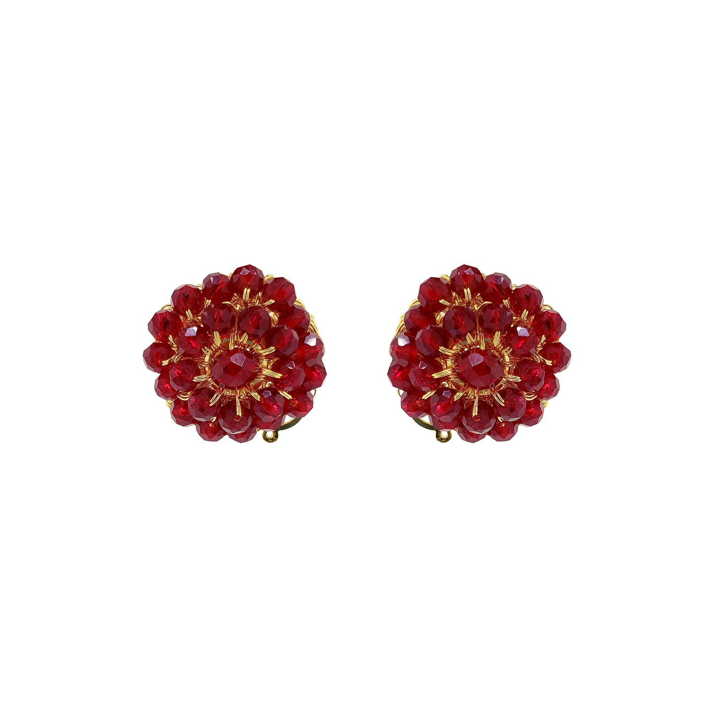 Cherry Red & Gold Ava Post Handmade Crochet Earrings