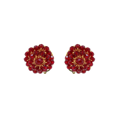 Cherry Red & Gold Ava Post Handmade Crochet Earrings