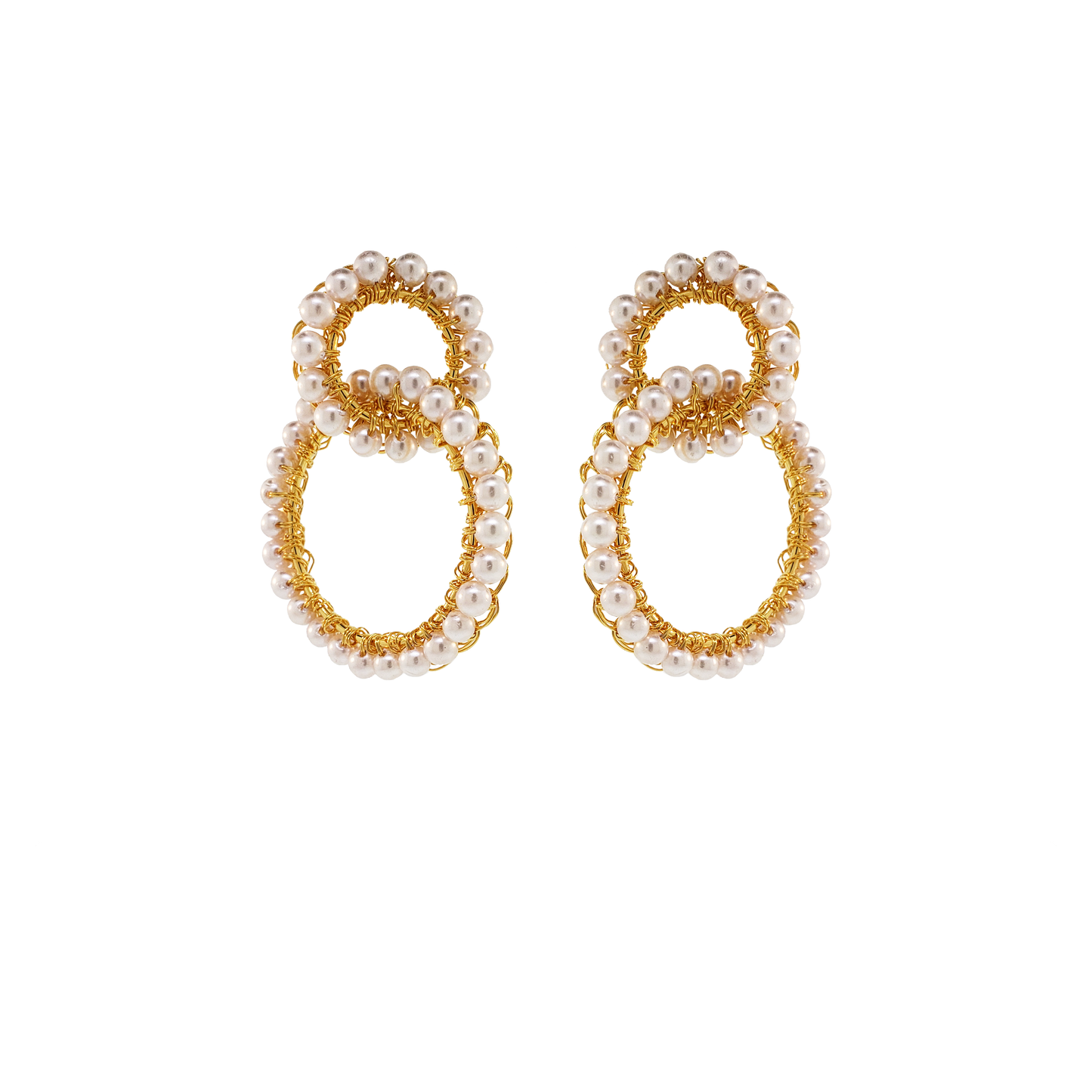 Pearl & Gold Ellie Handmade Crochet Earrings