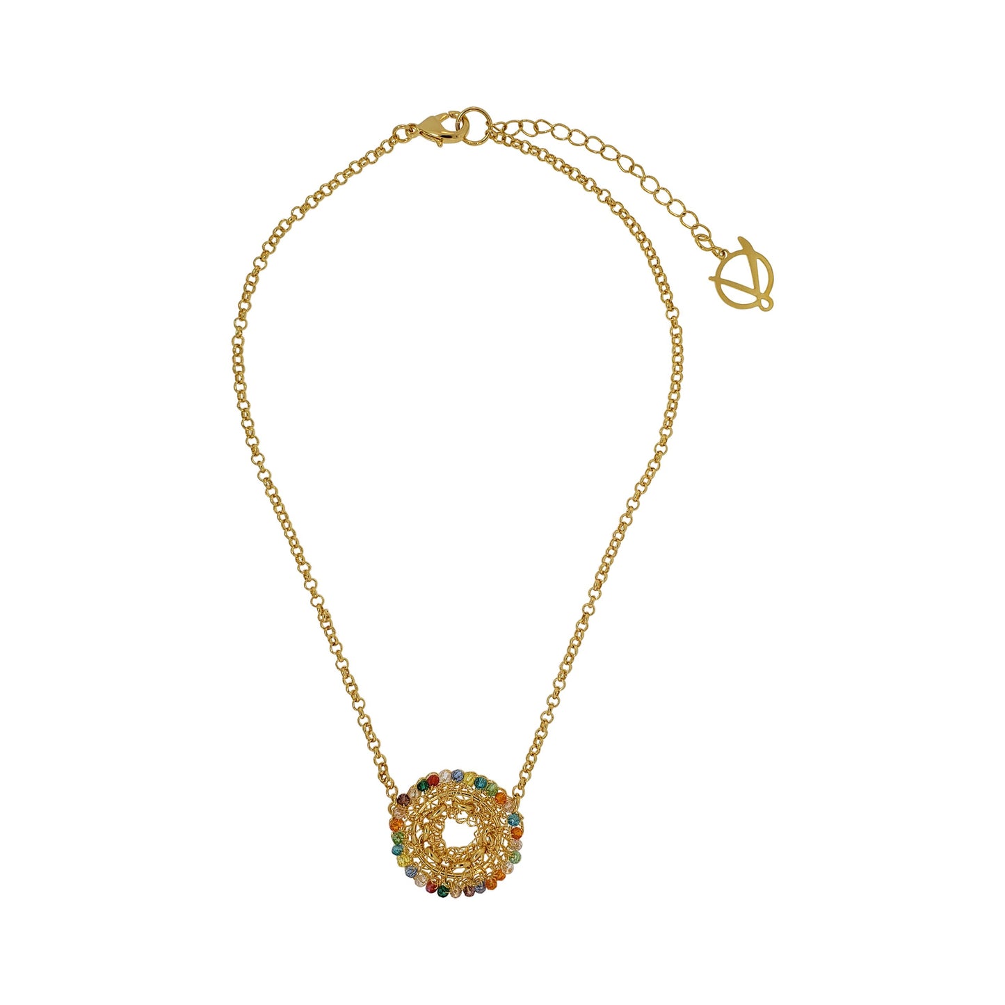 Multi & Gold Flux Handmade Crochet Necklace