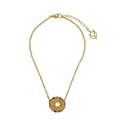 Multi & Gold Flux Handmade Crochet Necklace