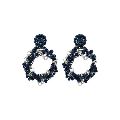 Blue & Silver Hera Handmade Crochet Earrings