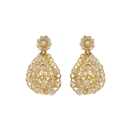 Clear & Gold Aurora Handmade Crochet Earrings