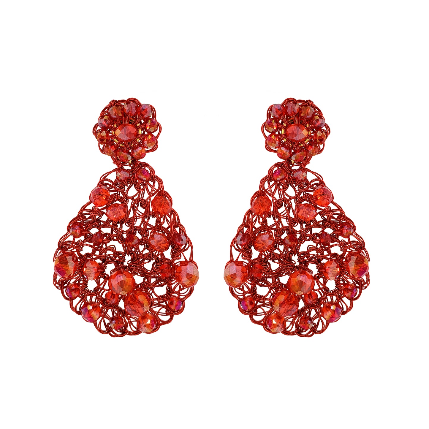 Red Velvet Aurora Handmade Crochet Earrings