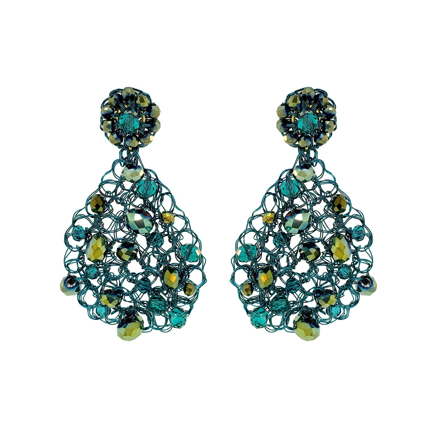 Teal Mix Aurora Handmade Crochet Earrings