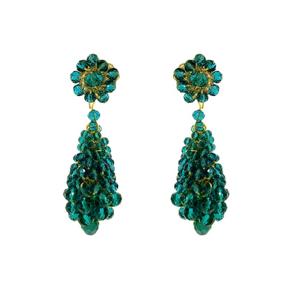 Teal & Gold Zoe Drop Handmade Crochet Earrings