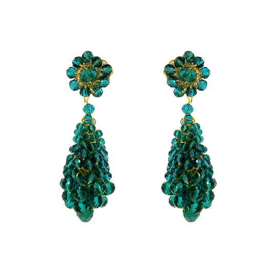 Teal & Gold Zoe Drop Handmade Crochet Earrings