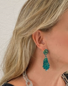 Teal & Gold Zoe Drop Handmade Crochet Earrings