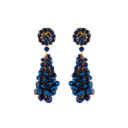 Cobalt Blue & Gold Zoe Drop Handmade Crochet Earrings
