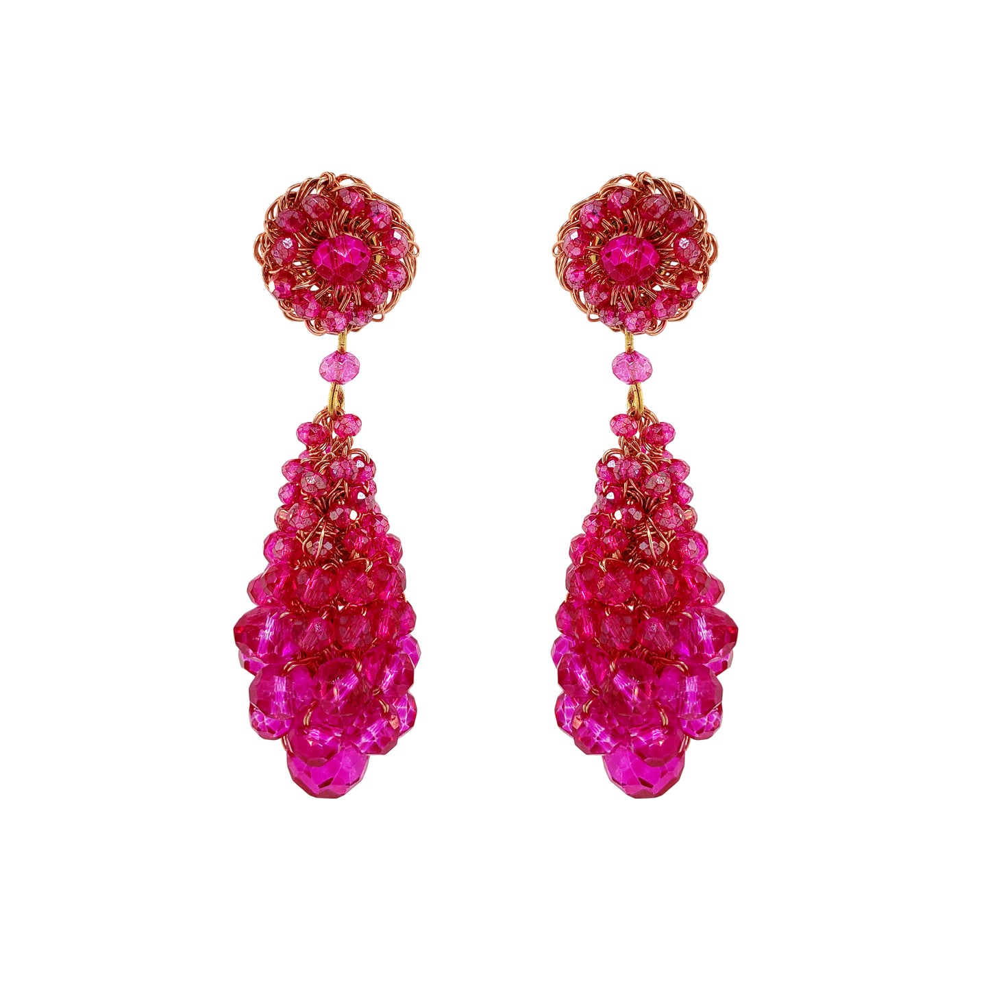 Fuchsia Pink Zoe Drop Handmade Crochet Earrings