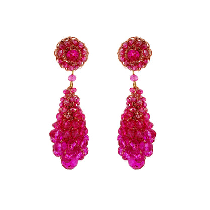 Fuchsia Pink Zoe Drop Handmade Crochet Earrings