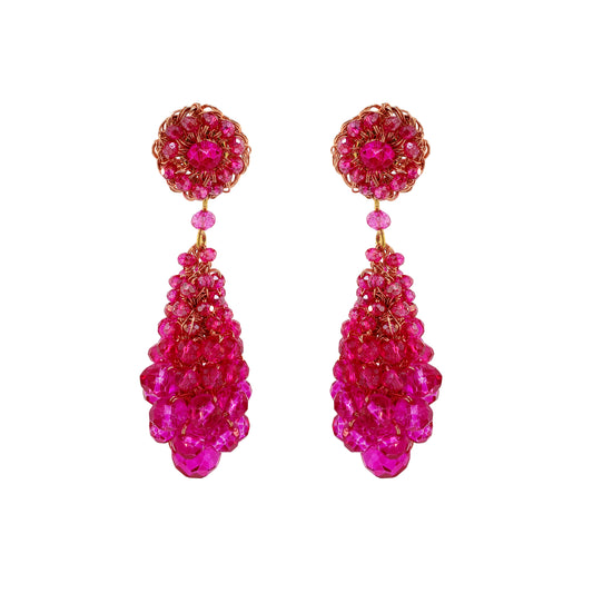 Fuchsia Pink Zoe Drop Handmade Crochet Earrings