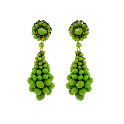 Leaf Green Zoe Drop Handmade Crochet Earrings