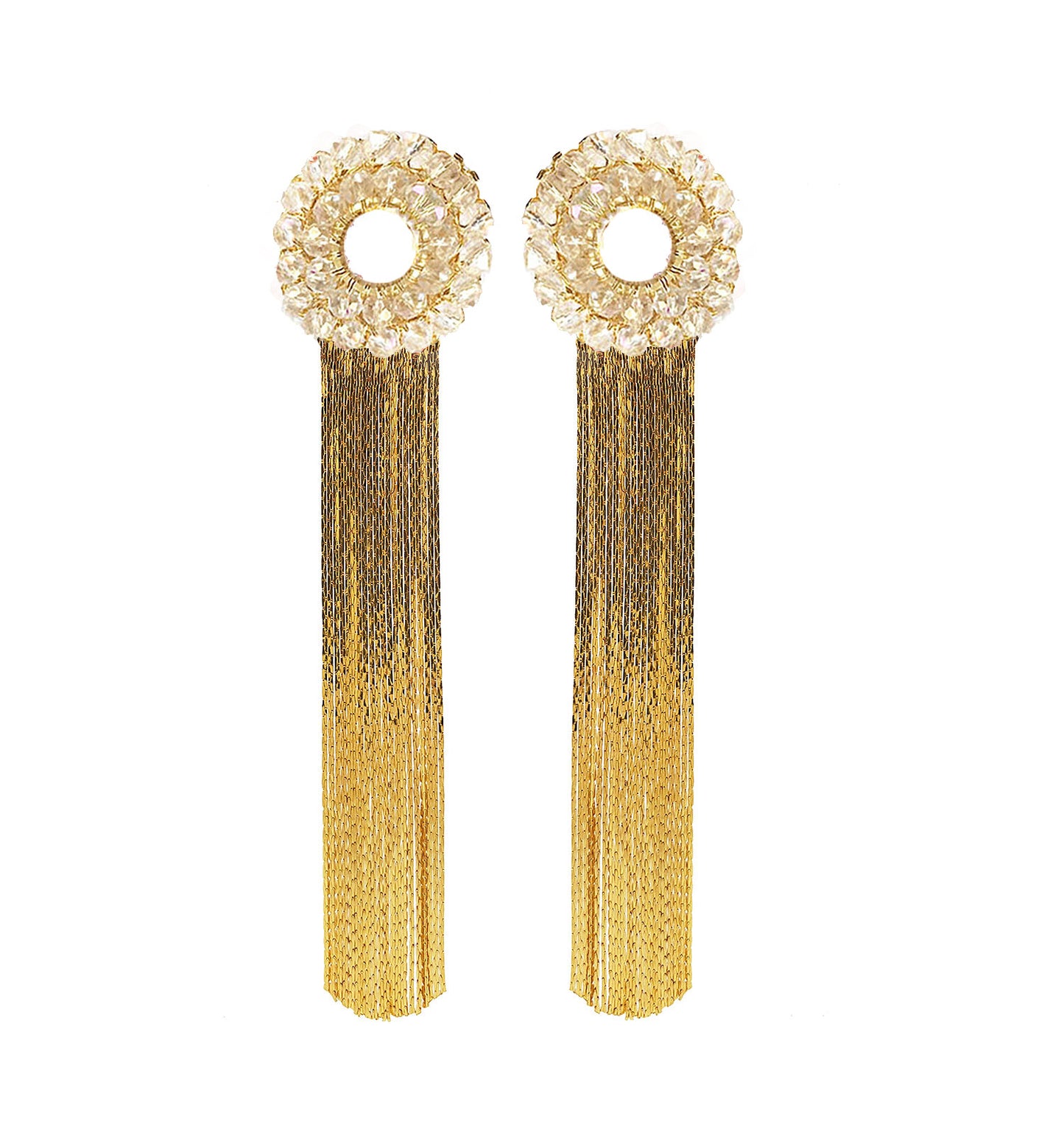Clear & Gold Sadie Handmade Crochet Earrings