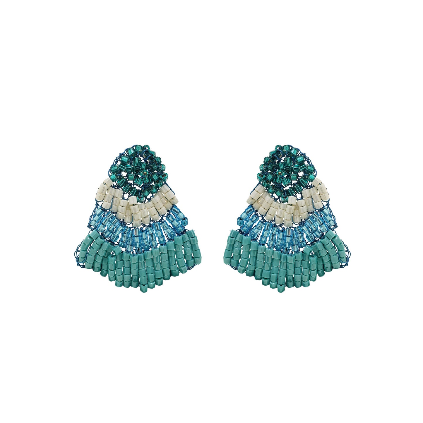 Ocean Blue Mix Chevron Mini Handmade Crochet Earrings
