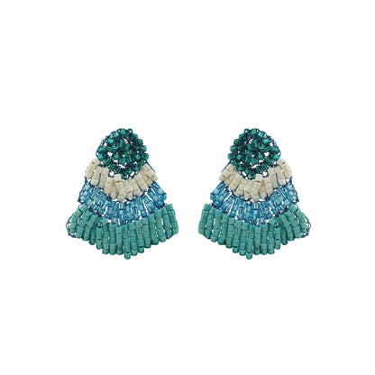 Ocean Blue Mix Chevron Mini Handmade Crochet Earrings
