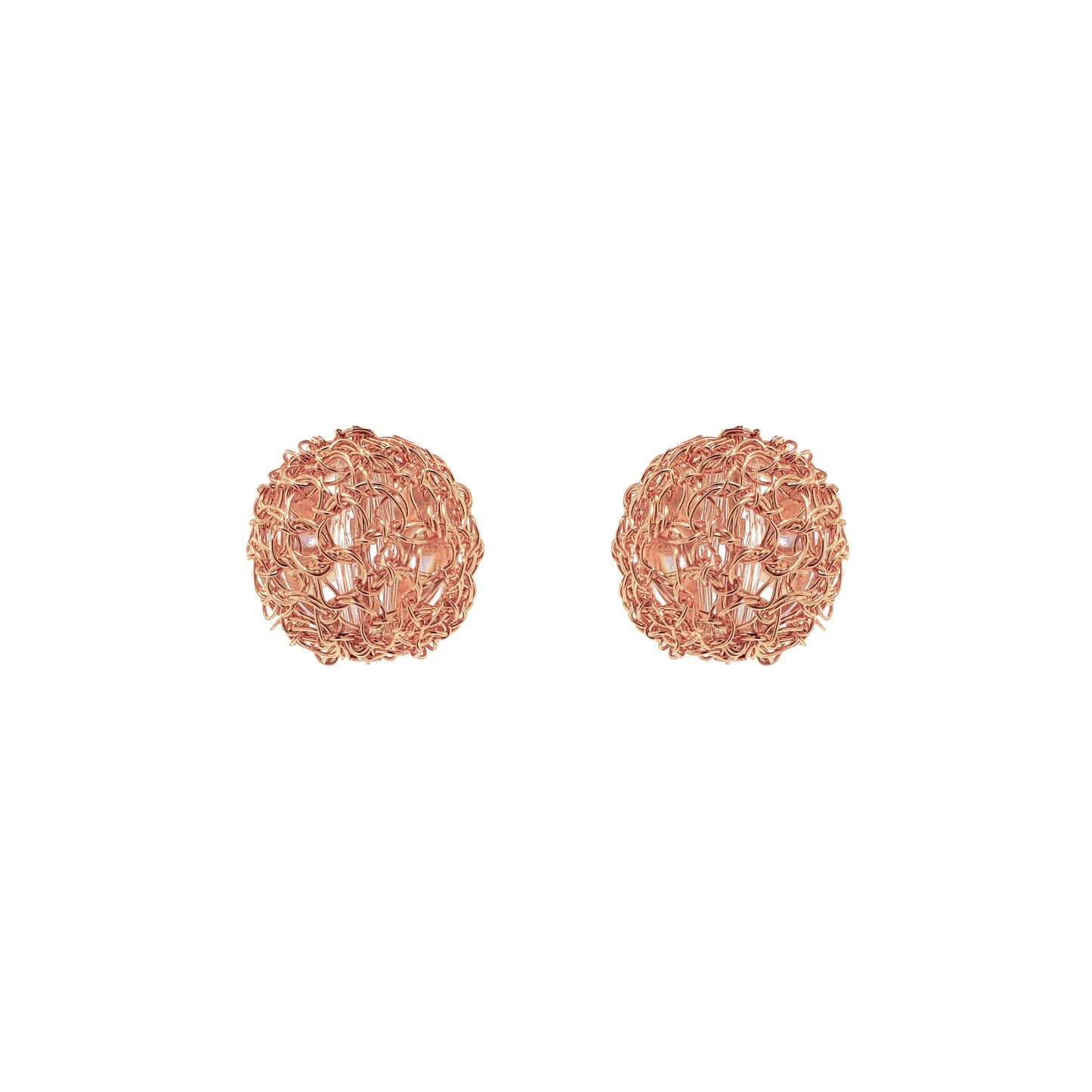 Rose Gold Dome Post Handmade Crochet Earrings